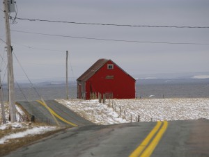 Barn on the snow coast